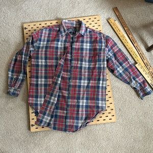 Men’s Small Plaid 90s Button-down Cotton Shirt